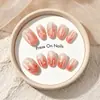 Unhas postiças artesanais da moda, na cor rosa suave, com design degradê olho de gato, estrelas e bolinhas; unhas postiças curtas e branqueadoras