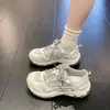 Zapatos de papá de suela gruesa estilo coreano 2026 para mujer, malla transpirable, zapatillas deportivas casuales ligeras, zapatillas de correr con cordones para estudiantes