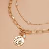 Collar con colgante redondo sencillo de moda, oferta transfronteriza de Amazon, regalo de San Valentín, cadena multicapa para mujer