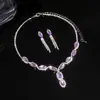 Pendientes Largos de Gota de Agua con Incrustaciones de Diamantes Brillantes Verano 2025 Dulce Ins Versátil Cadena para Clavícula Set de Lujo Ligero de Gama Alta