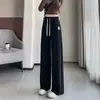 Pantalones grises oscuros de pierna ancha estrecha para mujer, nuevo modelo 2026, primavera, otoño, verano, de cintura alta, fluidos, ligeros, pantalones deportivos casuales de pierna recta