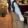 Top de manga larga de color albaricoque, estilo coreano de primavera, holgado y de estilo perezoso, mono casual versátil para mujer, conjunto moderno y versátil