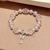 Pulsera Princesa AnniePerla Falsa Rosa Strass Corazón Borla Pulsera Elegante Dulce