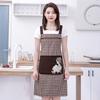 Delantal de algodón hilado de moda de estilo coreano para mujer, delantal de cocina para el hogar, nuevo estilo elegante a cuadros, transpirable, con correa en la cintura.