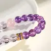 Pulsera de Perlas de Amatista Natural Nueva Empalmada con Cuarzo Rosa Morado para Mujer, Joyería de Estilo Único al por Mayor
