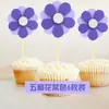 Pastel fiesta banquete cumpleaños banderín-inserto tarjeta fiesta enchufe decoración rosa blanco negro Camelia flor de cinco pétalos 6 piezas