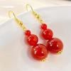 Sentido del diseño degradado rojo paloma cuerpo vítreo calcedonia roja natural ágata aretes aretes