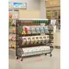 Prateleira de armazenamento de cozinha, móvel atrás da porta, organizador multifuncional de frutas e vegetais, expositor de lanches de supermercado, estante de exposição de vários níveis de piso