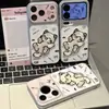 Bordado de Gatinho Brincalhão Maçã Capa de Celular 17 Adequada para iPhone 16 Pro Max Proteção de Celular TPU Macio Galvanoplastia Elétrica