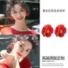 Pendientes de Flor de Camelia con Esmalte de Goteo Estilo Francés Súper Hada de Alto Nivel Nicho Temperamento Estilo Vacaciones para Mujeres