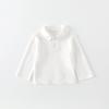 Camisa de Algodão Puro para Bebê Menino, Camisa Fina de Manga Longa para Outono, Top Infantil para Primavera, Gola Alta, Branco, Segurança Classe A