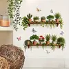 Novo Criativo Quarto Sala de Estar Autocolante Planta Vasos Flores Folhas Decoração de Embelezamento de Parede Autocolante Desenho Animado Adesivos