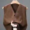 Chaleco Otoñal de Moda para Hombre, Cárdigan para Hombre de Mediana Edad, Chaleco de Punto Cálido sin Mangas