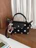 Bolso de mano patchwork de mezclilla lavada estilo americano y piel sintética, versátil para el uso diario, bolso ligero para mujer de hombro y cruzado