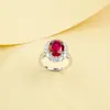 Anel de Rubi Zhou Hengfu Jewelry em Prata 925 com Gema Cultivada para Mulheres, Luxo Leve, Alto Padrão, Em Estoque, Moderno, Estilo Fresco