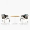 Silla de ratán para exteriores estilo nórdico, patio de villa al aire libre, jardín, balcón, terraza, mesa de comedor, mesa de ratán con tablero de roca, combinación de mesa y silla