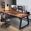 Escritorio de oficina moderno, escritorio para computadora para uso doméstico, escritorio largo para dos personas, escritorio para estudiante, escritorio simple para escribir, estación de trabajo