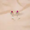 Brincos de Pérola Coreanos de Alta Qualidade 2026, Agulha de Prata Estilo Vintage Chanel Diamante Colorido Estrela de Oito Pontas Brincos de Tarraxa Atacado
