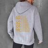 Suéter de otoño e invierno con capucha y cuello alto, forro polar, estilo europeo y americano, con letras estampadas a la moda, para mujer