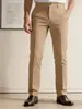 Pantalones casuales rectos para hombre, color liso, de negocios, con caída, pantalones casuales holgados para el trabajo, pantalones de traje sencillos para hombre