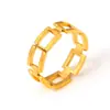 Anillo de empalme cuadrado geométrico Hepburn Wind, nuevo, de acero de titanio chapado en oro de 18 quilates, con diseño de nicho, sensación de apertura, venta al por mayor