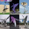 Esculturas de Baleia e Golfinho em Aço Inoxidável, Fonte de Água Personalizada com Recortes Espelhados Luminosos, Fabricante de Esculturas para Paisagismo para Escritórios