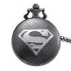Reloj de bolsillo con el logotipo de Superman S, reloj colgante vintage de bronce periférico con animación, reloj digital puntiagudo de moda para hombres y mujeres.