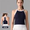 Chal de punto integrado con bloques de color en forma de I transfronterizo con almohadillas en el pecho para usar como prenda exterior, Ropa retro para yoga, Sujetador deportivo a prueba de impactos