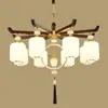 Novo lustre de sala de estar em estilo chinês, todo em cobre, madeira maciça, estilo chinês, zen, atmosfera moderna, vila, sala de jantar, quarto, sala de chá, lâmpadas