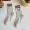 Calcetines para Mujer Otoño Nuevos Calcetines de Media Pantorrilla Estilo Japonés Oso Dibujo Animado Lazo Algodón Puro Modernos Lunares Calcetines Largos Invierno
