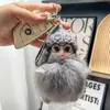 Muñeca de Piel de Zorro Real de Ojos Grandes Llavero Colgante para Coche Peluche Lindo Colgante para Bolsa Regalo para Pareja