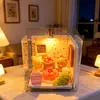 Linda escena de tienda de postres en miniatura Casa DIY con adorable oso y decoraciones de juguetes de comida de frutas, un gran regalo para las fiestas