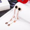Ruona Fashion Creative Luo Yuan Brincos de borla Digital 520 Rose Gold Plated Titanium Steel Brincos Femininos Pequenas Joias Atacado