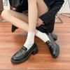 Zapatos Pequeños de Cuero Estilo Británico Retro Calzado Exterior de Mujer Versátil de Alta Gama Mocasines Zapatos de Uniforme Estilo Universitario Suave y Cómodos con Suela Blanda para Mujer