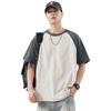 Camiseta de Algodón Raglán de Bloques de Color Holgada de Moda Nueva de Verano para Hombre Moda Versátil Accesible Textura de Lujo Top Ropa para Hombre