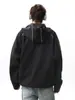 Chaqueta negra con capucha para hombre, nuevo modelo 2026, primavera y otoño, estilo americano, deportiva, holgada, abrigo casual