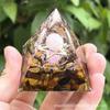Nuevo Producto Transfronterizo Bola de Cristal Rosa Natural Grava de Piedra Ojo de Tigre Ornamento de Pirámide Resina Epoxi Decoración para el Hogar