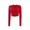 Top Deportivo de Manga Larga con Costilla y Almohadilla Fija en el Pecho Ropa de Yoga para Mujer Pilates Fitness Entrenamiento Running Otoño e Invierno Nuevo