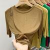 Camiseta de Manga Corta de Seda de Hielo Europea para Mujer, Moderna, Holgada, de Verano, con Cortes, Hombros Descubiertos, Delgada, con Diseño de Nicho