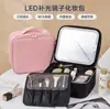 Bolsa de Cosméticos con Espejo y Luz LED, Bolsa Pequeña Portátil para Llevar al Salir, Gran Capacidad, Lujo Ligero Bolsa de Almacenamiento de Maquillaje para Maquilladores