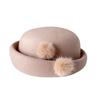 Boina elegante francesa de vison com pompom, chapéu de inverno quente para mulheres, chapéu de feltro de lã australiana que combina com tudo, chapéu de aeromoça