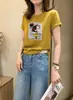 Camiseta de Algodão Canelado 220g Shisanxing Guangzhou para Mulheres, Direto da Fábrica, Corte Justo, Gola Redonda, Manga Curta, Verão, Venda Direta no Atacado