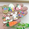 Aleación Huevo de Pascua con Goteo de Aceite Conejo de Dibujos Animados Zanahoria Colgante Joyería DIY Creativa Accesorios para Llaveros