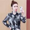Camisa de Chiffon Feminina 2025 Verão Nova Moda Estampada com Nó Manga Curta Estilo Floral Tamanho Grande Top
