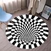 Tapete de quarto redondo xadrez preto e branco, tapete de cabeceira, tapete de penteadeira, tapete de closet, cesta suspensa, cadeira de computador, tapete de chão, tapete de mesa de centro
