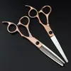 Tesouras de Cabeleireiro Luxuosas Douradas Personalizadas de 6,0 polegadas, Tesouras de Corte de Cabelo, Tesouras Retas, Tesouras Desbastadoras 05-7