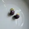 Aretes de Botón de Frijol con Esmalte Goteante Púrpura Qi Donglai~Sensación de Alta Gama, Lujo Ligero Elegante, Moda de Nicho, Aretes Retro Franceses Simples