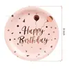 Juego Desechable de Platos y Vasos de Papel para Fiesta, Vajilla con Lunares Estampados Oro Rosa, Juego de Cuatro Piezas de Vajilla Desechable Bento