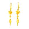 Pendientes de Borla con Hoja de Oro Imitación 24K Flor para Mujer Celebridad de Internet Transmisión en Vivo Pendientes de Arena Dorada Accesorios Transfronterizos