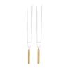 Tenedor para barbacoa de acero inoxidable mango de madera palo redondo palo plano aguja para hornear BBQ Tenedor para barbacoa herramientas para barbacoa al aire libre palo para barbacoa portátil